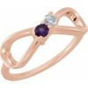 Family Infinity Inspired Ring Mounting in 14 Karat Rose Gold for Round Stone