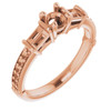 Baguette Accented Engagement Ring Mounting in 10 Karat Rose Gold for Round Stone