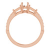 Baguette Accented Engagement Ring Mounting in 14 Karat Rose Gold for Round Stone