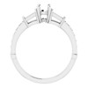 Baguette Accented Engagement Ring Mounting in 18 Karat White Gold for Round Stone