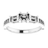 Baguette Accented Engagement Ring Mounting in 10 Karat White Gold for Round Stone