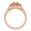 Double Halo Style Engagement Ring Mounting in 10 Karat Rose Gold for Round Stone
