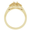 Double Halo Style Engagement Ring Mounting in 10 Karat Yellow Gold for Round Stone