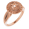 Double Halo Style Engagement Ring Mounting in 18 Karat Rose Gold for Round Stone