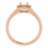 Vintage Inspired Halo Style Engagement Ring Mounting in 18 Karat Rose Gold for Round Stone