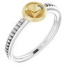 Bezel Set Accented Ring Mounting in 10 Karat White/Yellow Gold for Round Stone