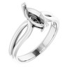 Solitaire Ring Mounting in 14 Karat White Gold for Marquise Stone
