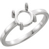 Cabochon Solitaire Ring Mounting in 14 Karat White Gold for Round Stone