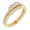 Three Stone Engagement Ring Mounting in 18 Karat Yellow Gold for Round Stone