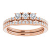 Three Stone Engagement Ring Mounting in 18 Karat Rose Gold for Round Stone