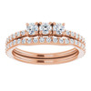 Three Stone Engagement Ring Mounting in 10 Karat Rose Gold for Round Stone