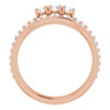 Three Stone Engagement Ring Mounting in 14 Karat Rose Gold for Round Stone