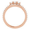 Three Stone Engagement Ring Mounting in 14 Karat Rose Gold for Round Stone