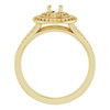 Double Halo Style Engagement Ring Mounting in 18 Karat Yellow Gold for Round Stone