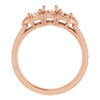 Three Stone Halo Style Ring Mounting in 10 Karat Rose Gold for Round Stone