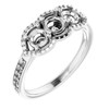 Three Stone Halo Style Ring Mounting in Platinum for Round Stone