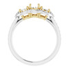 Three Stone Halo Style Ring Mounting in 14 Karat White/Yellow Gold for Round Stone