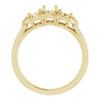 Three Stone Halo Style Ring Mounting in 18 Karat Yellow Gold for Round Stone