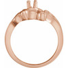 Family Freeform Ring Mounting in 14 Karat Rose Gold for Round Stone.