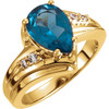 Accented Ring Mounting in 10 Karat Yellow Gold for Pear shape Stone..
