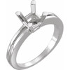 Solitaire Ring Mounting in 10 Karat White Gold for Square Stone..