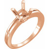 Solitaire Ring Mounting in 18 Karat Rose Gold for Square Stone..