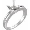 Solitaire Ring Mounting in 18 Karat White Gold for Square Stone..