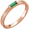 Family Stackable Ring Mounting in 18 Karat Rose Gold for Straight baguette Stone.