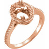 Halo Style Ring Mounting in 10 Karat Rose Gold for Oval Stone...