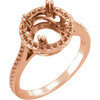 Halo Style Ring Mounting in 18 Karat Rose Gold for Round Stone..