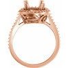 Halo Style Ring Mounting in 18 Karat Rose Gold for Round Stone..