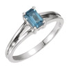 Solitaire Ring Mounting in 10 Karat White Gold for Emerald cut Stone..