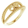 Family Negative Space Ring Mounting in 10 Karat Yellow Gold for Round Stone.