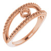 Family Negative Space Ring Mounting in 10 Karat Rose Gold for Round Stone.