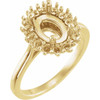 Halo Style Ring Mounting in 18 Karat Yellow Gold for Oval Stone...