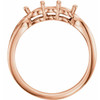 Three Stone Ring Mounting in 18 Karat Rose Gold for Round Stone.