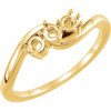 Three Stone Ring Mounting in 18 Karat Yellow Gold for Round Stone.