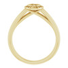 Bezel Set Halo Style Engagement Ring Mounting in 14 Karat Yellow Gold for Round Stone.