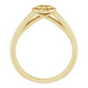 Bezel Set Halo Style Engagement Ring Mounting in 14 Karat Yellow Gold for Round Stone.