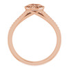Bezel Set Halo Style Engagement Ring Mounting in 10 Karat Rose Gold for Round Stone..