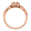 Halo Style Engagement Ring Mounting in 14 Karat Rose Gold for Round Stone.