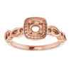 Halo Style Engagement Ring Mounting in 14 Karat Rose Gold for Round Stone.