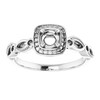 Halo Style Engagement Ring Mounting in 18 Karat White Gold for Round Stone.