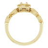 Halo Style Engagement Ring Mounting in 18 Karat Yellow Gold for Round Stone.