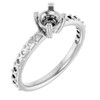 Accented Engagement Ring Mounting in Platinum for Round Stone.