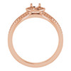Halo Style Engagement Ring Mounting in 14 Karat Rose Gold for Round Stone..
