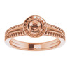 Halo Style Engagement Ring Mounting in 14 Karat Rose Gold for Round Stone..