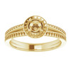 Halo Style Engagement Ring Mounting in 14 Karat Yellow Gold for Round Stone.