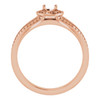 Halo Style Engagement Ring Mounting in 18 Karat Rose Gold for Round Stone.