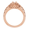 Accented Ring Mounting in 14 Karat Rose Gold for Round Stone...